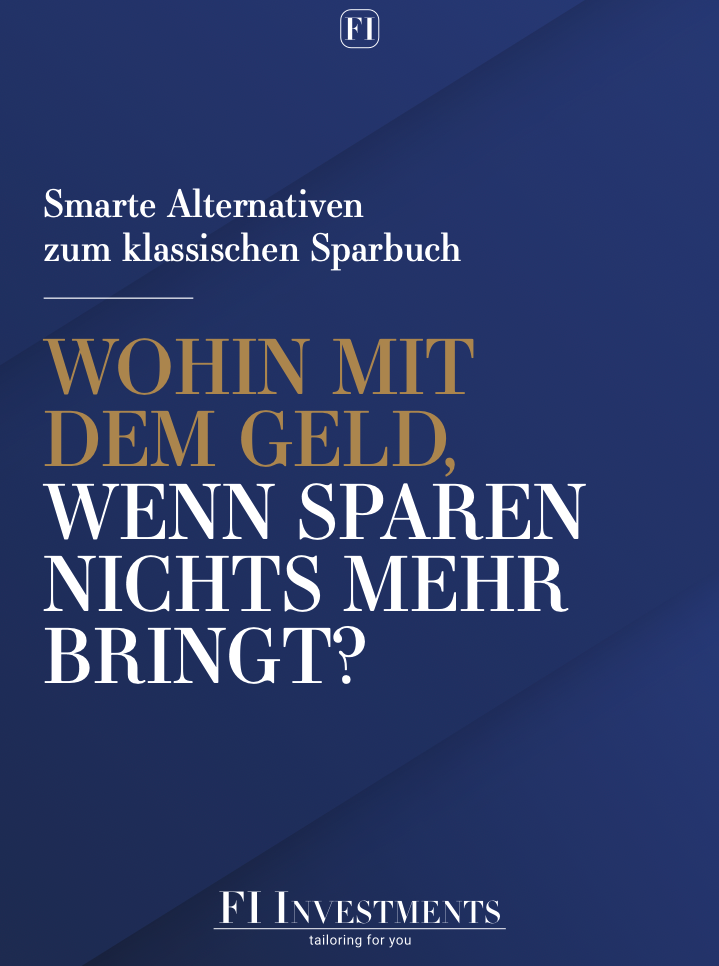 Blue cover of FI Investments' whitepaper with the title “Where to Invest When Saving No Longer Pays Off?”, promoting smart alternatives to traditional savings accounts.